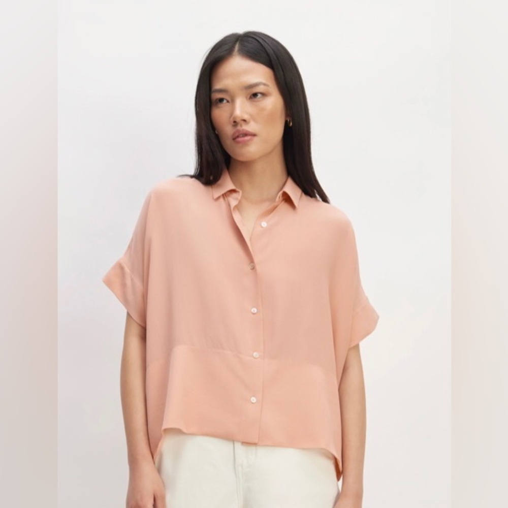 Washable Clean Silk Short Sleeve Square Shirt